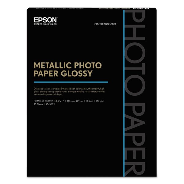 Epson Professional Media Metallic Gloss Photo Paper, 10.5 mil, 8.5 x 11, White, PK25 S045589